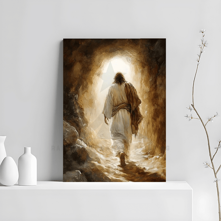 Christianartworkshop Impression sur toile « Du tombeau à la lumière : Jésus » : Grâce apaisante pour les jours de fête - image 1