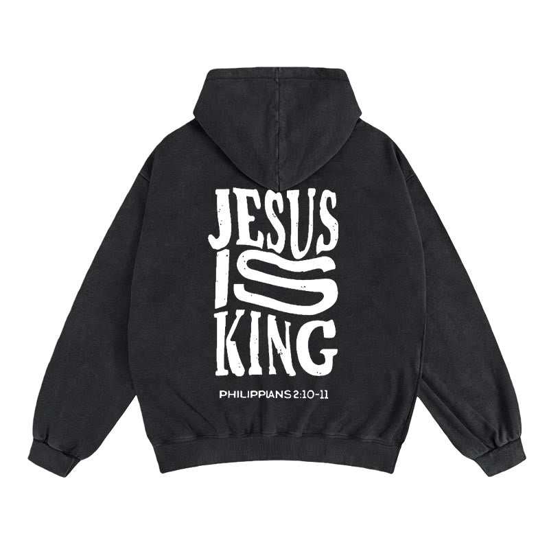 Christianartworkshop Veste à capuche zippée « Jésus est roi » : Déclaration de foi Philippiens 2:10-11 - Noir - 2XL - image 7
