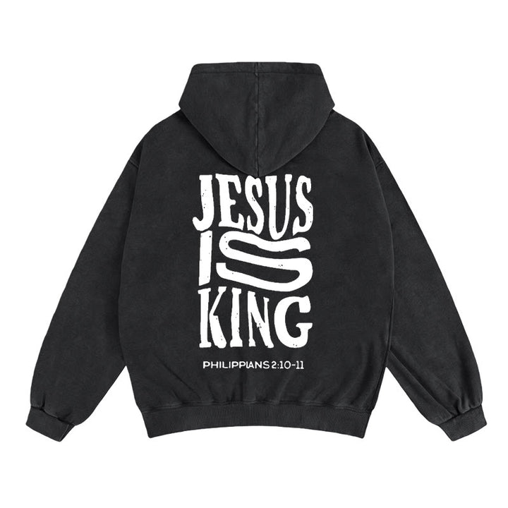 Christianartworkshop Veste à capuche zippée « Jésus est roi » : Déclaration de foi Philippiens 2:10-11 - Noir - 2XL - image 7