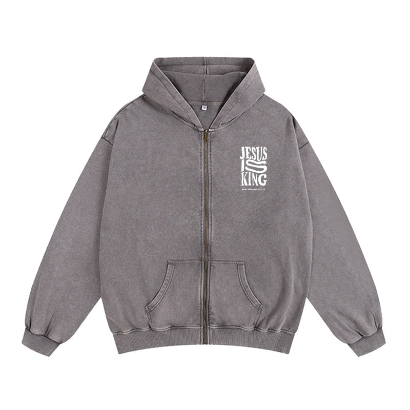 Christianartworkshop Veste à capuche zippée « Jésus est roi » : Déclaration de foi Philippiens 2:10-11 - image 1