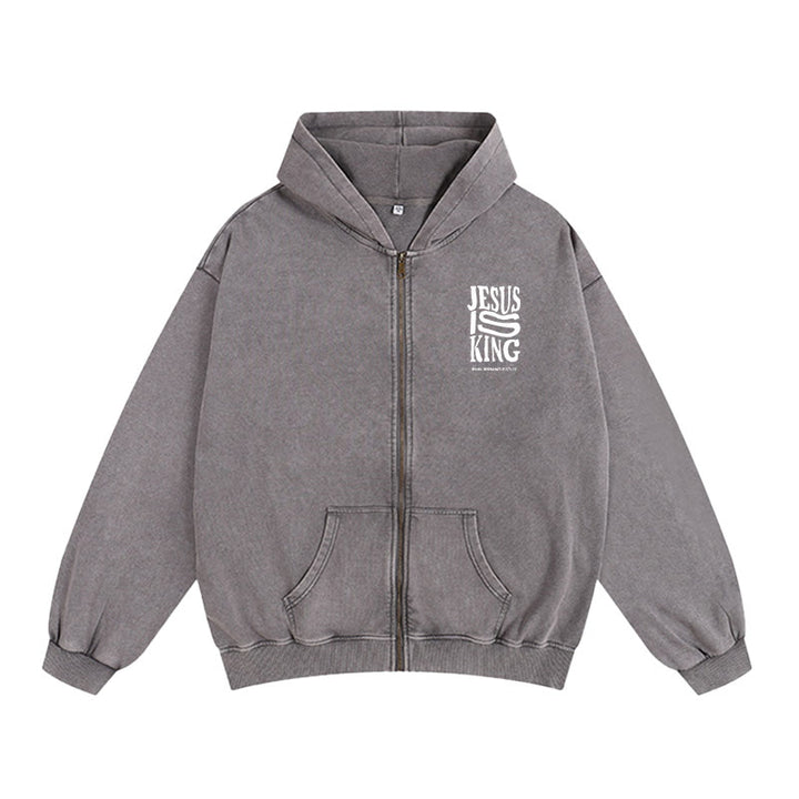 Christianartworkshop Veste à capuche zippée « Jésus est roi » : Déclaration de foi Philippiens 2:10-11 - image 1