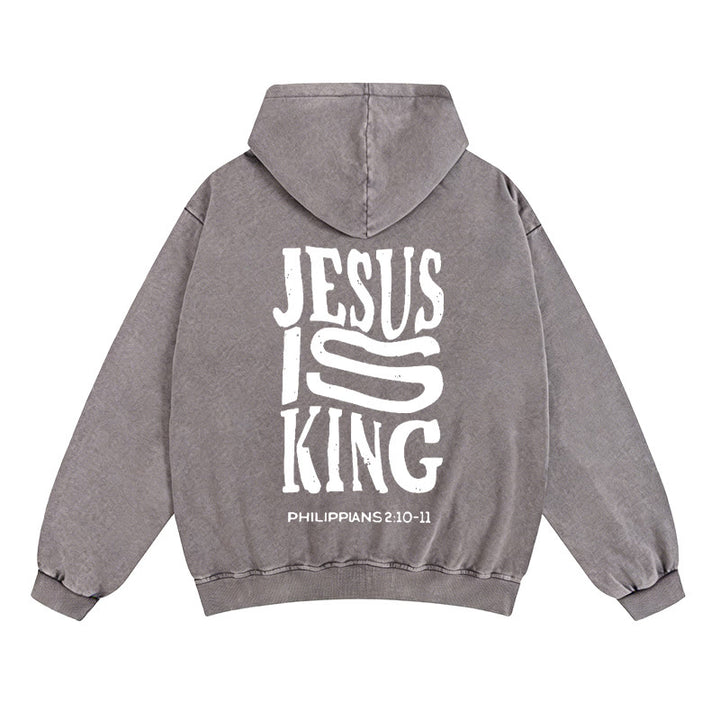 Christianartworkshop Veste à capuche zippée « Jésus est roi » : Déclaration de foi Philippiens 2:10-11 - Gris - 2XL - image 0