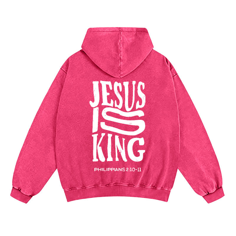 Christianartworkshop Veste à capuche zippée « Jésus est roi » : Déclaration de foi Philippiens 2:10-11 - Rose - 2XL - image 14