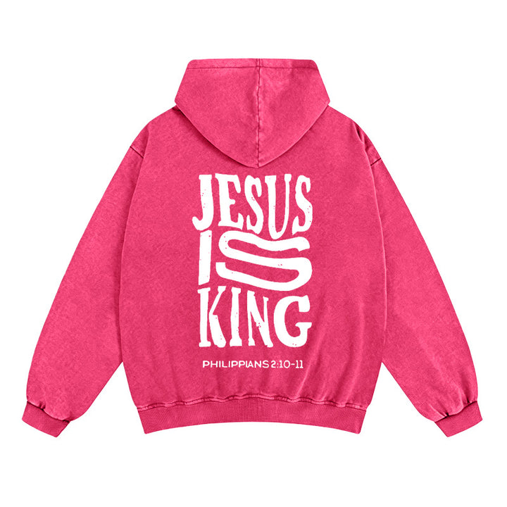 Christianartworkshop Veste à capuche zippée « Jésus est roi » : Déclaration de foi Philippiens 2:10-11 - Rose - 2XL - image 14