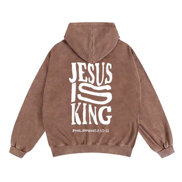 Christianartworkshop Veste à capuche zippée « Jésus est roi » : Déclaration de foi Philippiens 2:10-11 - Café - 2XL - image 11