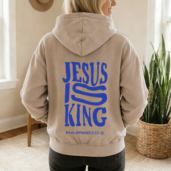 Christianartworkshop Veste à capuche zippée « Jésus est roi » : Déclaration de foi Philippiens 2:10-11 - image 5
