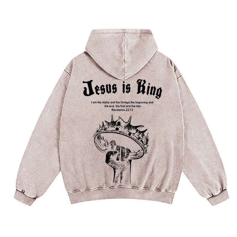Christianartworkshop Veste à capuche zippée « Jésus est roi » : Une foi élégante inspirée de l'Apocalypse 22:13 - Abricot - 2XL - image 0
