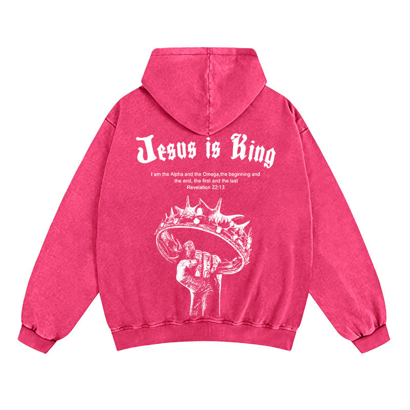 Christianartworkshop Veste à capuche zippée « Jésus est roi » : Une foi élégante inspirée de l'Apocalypse 22:13 - Rose - 2XL - image 14