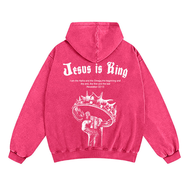 Christianartworkshop Veste à capuche zippée « Jésus est roi » : Une foi élégante inspirée de l'Apocalypse 22:13 - Rose - 2XL - image 14