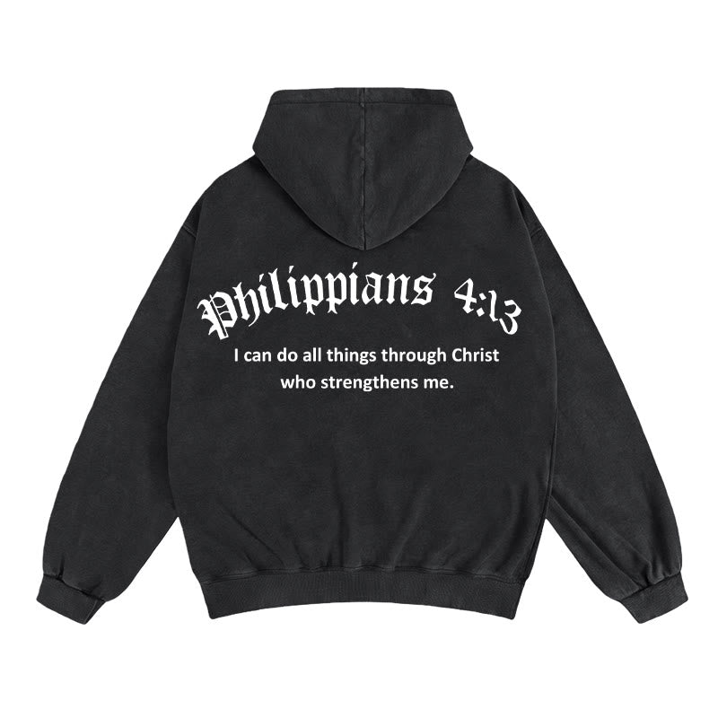 Christianartworkshop Philippiens 4:13 Veste à capuche zippée : Un cadeau de foi porteur d’un message de force - Noir - 2XL - image 0