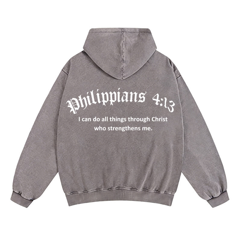 Christianartworkshop Philippiens 4:13 Veste à capuche zippée : Un cadeau de foi porteur d’un message de force - Gris - 2XL - image 8