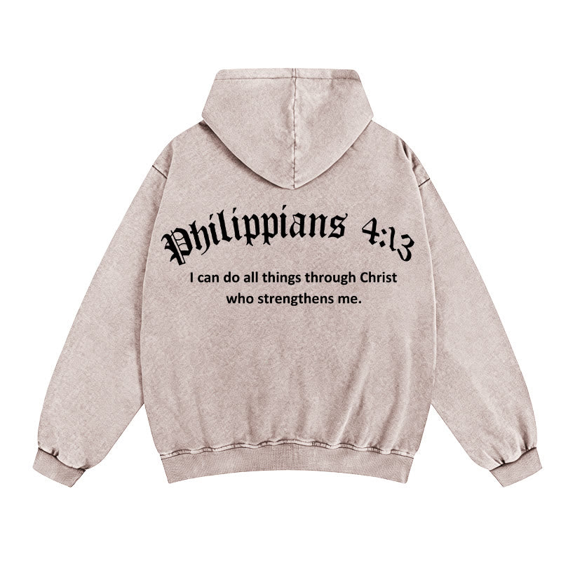 Christianartworkshop Philippiens 4:13 Veste à capuche zippée : Un cadeau de foi porteur d’un message de force - Abricot - 2XL - image 4