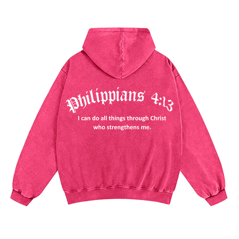Christianartworkshop Philippiens 4:13 Veste à capuche zippée : Un cadeau de foi porteur d’un message de force - Rose - 2XL - image 11