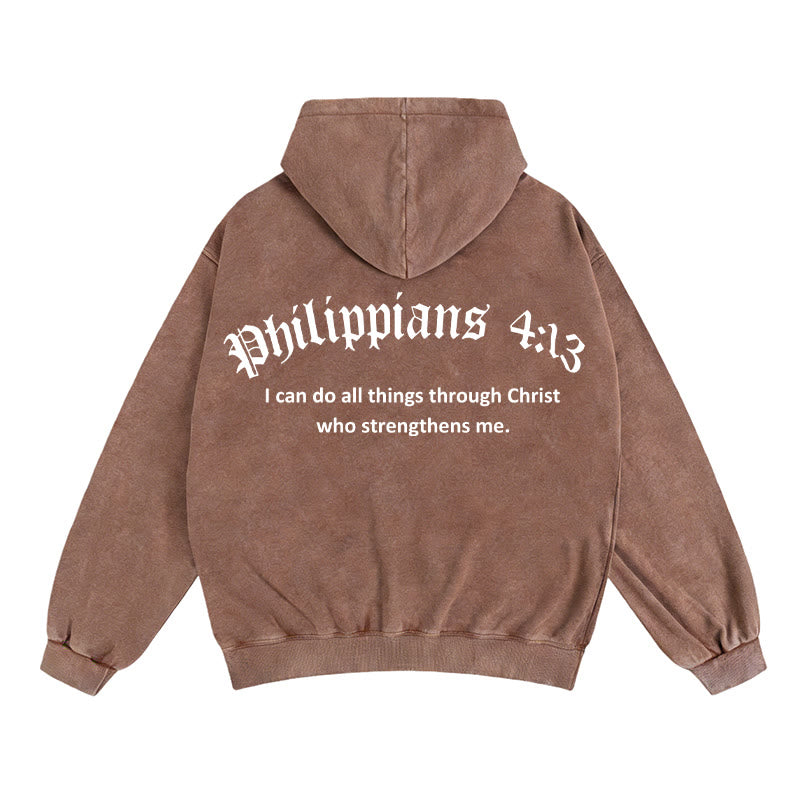 Christianartworkshop Philippiens 4:13 Veste à capuche zippée : Un cadeau de foi porteur d’un message de force - Café - 2XL - image 14