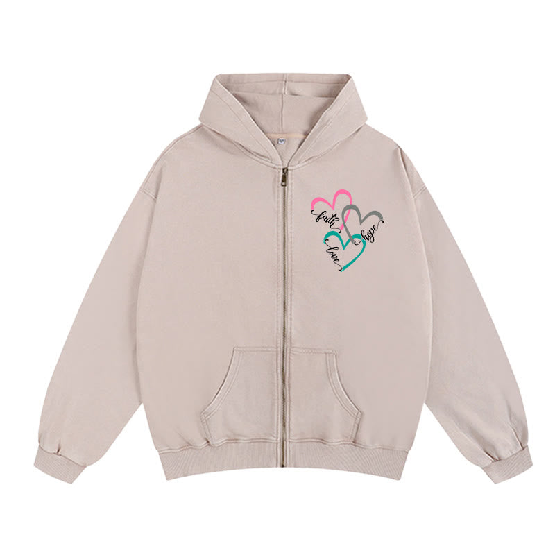 Christianartworkshop Veste à capuche zippée Triple Heart inspirée par la foi : un vêtement quotidien pour la dévotion - Abricot - 2XL - image 3