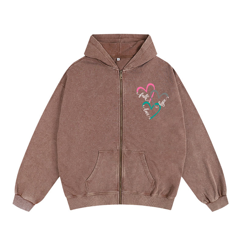 Christianartworkshop Veste à capuche zippée Triple Heart inspirée par la foi : un vêtement quotidien pour la dévotion - Café - 2XL - image 8