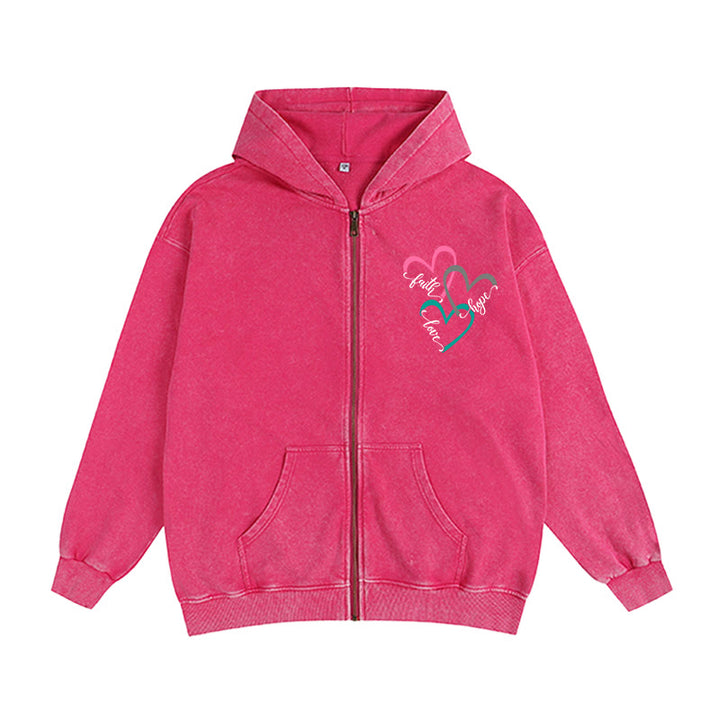 Christianartworkshop Veste à capuche zippée Triple Heart inspirée par la foi : un vêtement quotidien pour la dévotion - Rose - 2XL - image 10