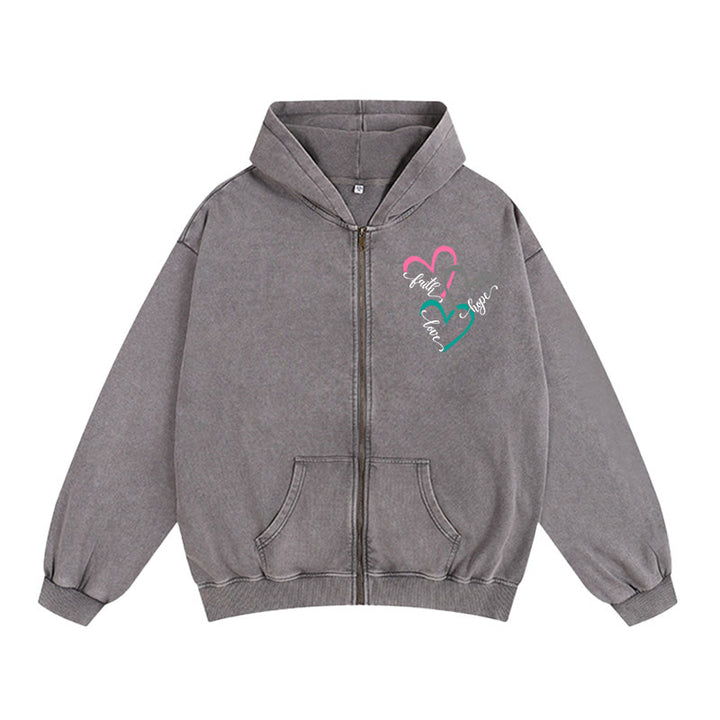 Christianartworkshop Veste à capuche zippée Triple Heart inspirée par la foi : un vêtement quotidien pour la dévotion - Gris - 2XL - image 6