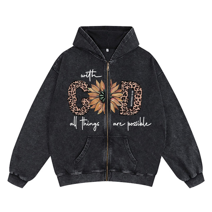 Christianartworkshop - Veste à capuche zippée avec motif tournesol inspiré par Dieu : un rappel quotidien de la foi - Noir - 2XL - image 3