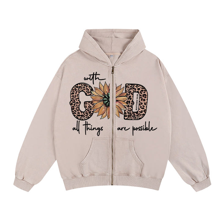 Christianartworkshop - Veste à capuche zippée avec motif tournesol inspiré par Dieu : un rappel quotidien de la foi - Abricot - 2XL - image 0