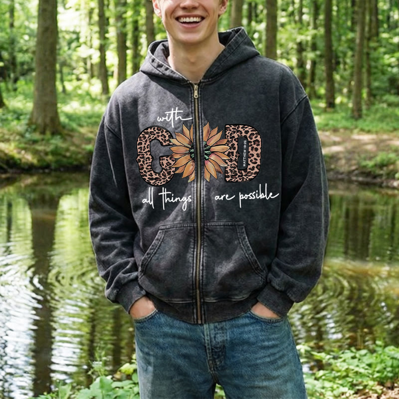 Christianartworkshop - Veste à capuche zippée avec motif tournesol inspiré par Dieu : un rappel quotidien de la foi - image 4
