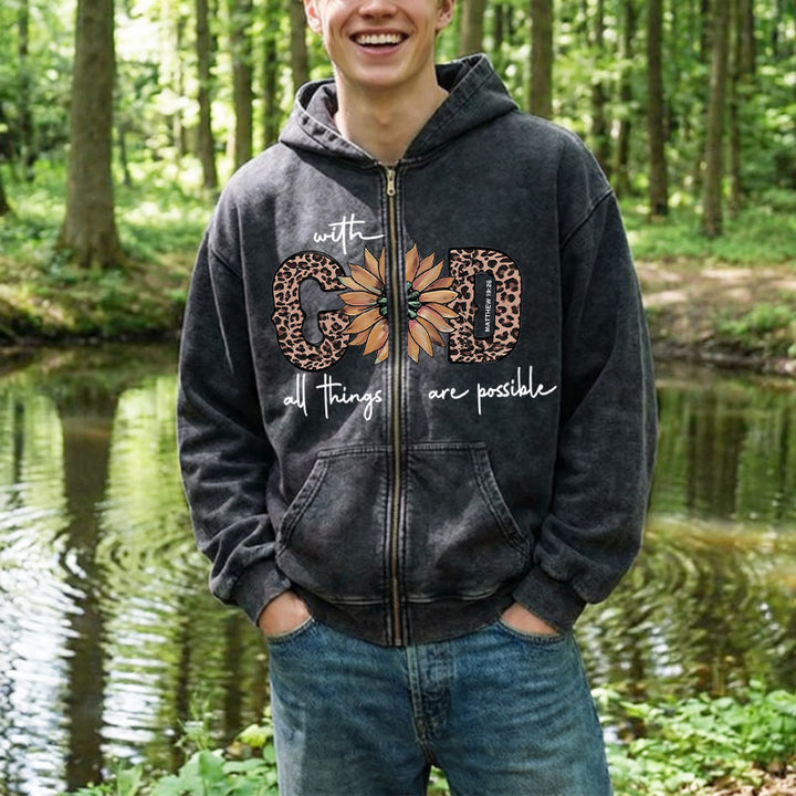 Christianartworkshop - Veste à capuche zippée avec motif tournesol inspiré par Dieu : un rappel quotidien de la foi - image 4