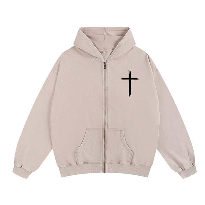 Christianartworkshop Veste à capuche zippée Colombe et Croix Jésus sauve : Un réconfort spirituel au quotidien - image 4