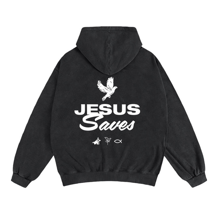 Christianartworkshop Veste à capuche zippée Colombe et Croix Jésus sauve : Un réconfort spirituel au quotidien - Noir - 2XL - image 7
