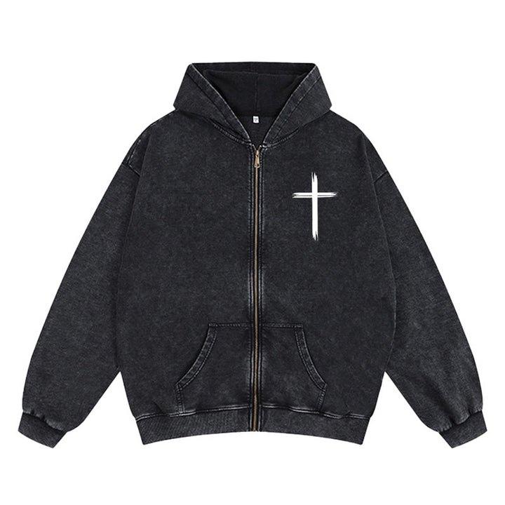 Christianartworkshop Veste à capuche zippée Colombe et Croix Jésus sauve : Un réconfort spirituel au quotidien - image 8