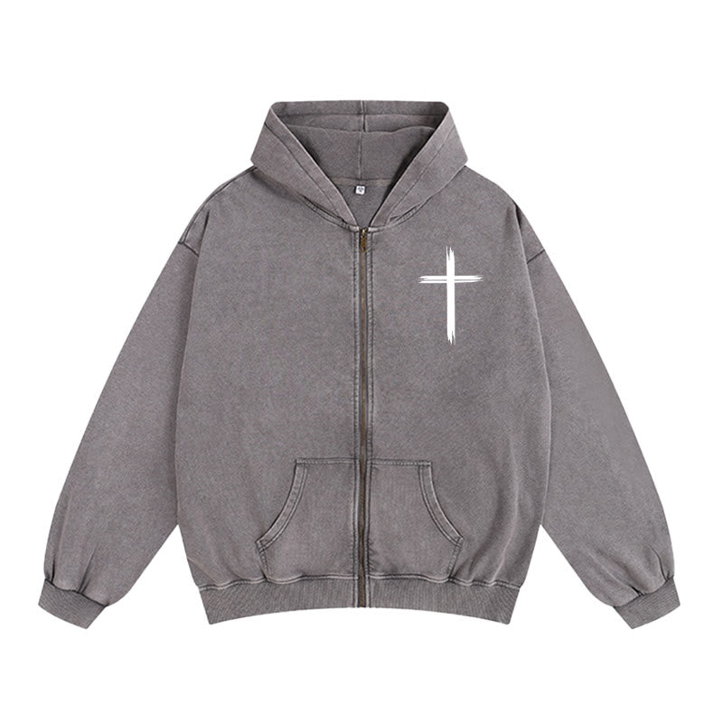 Christianartworkshop Veste à capuche zippée Colombe et Croix Jésus sauve : Un réconfort spirituel au quotidien - image 1