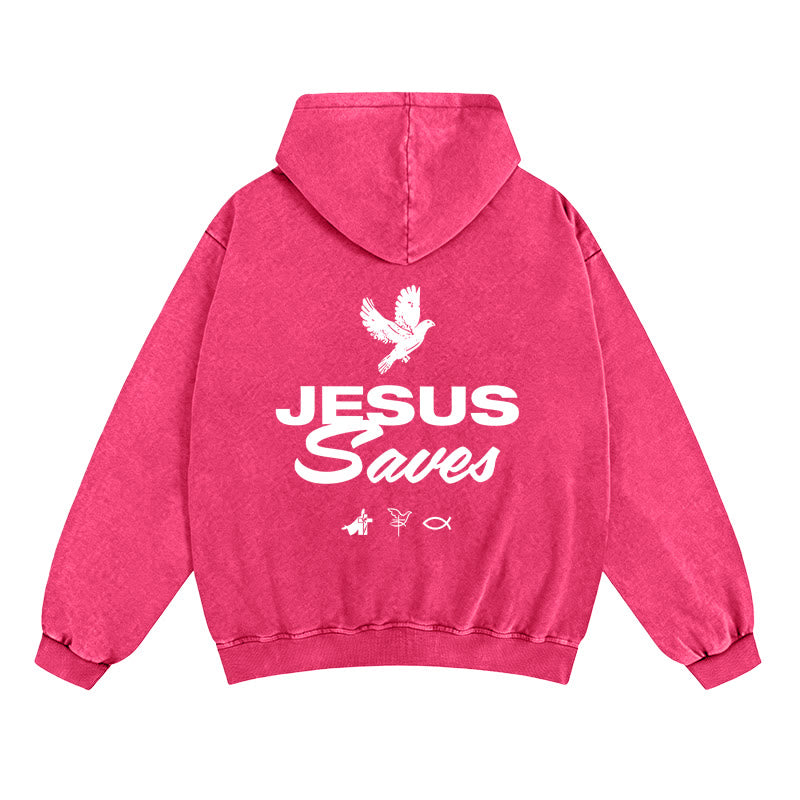 Christianartworkshop Veste à capuche zippée Colombe et Croix Jésus sauve : Un réconfort spirituel au quotidien - Rose - 2XL - image 14