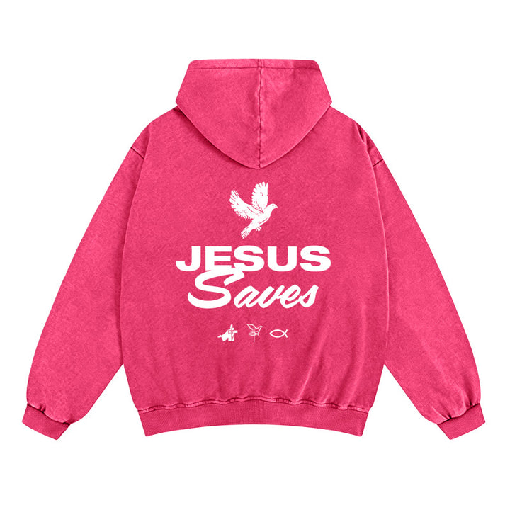 Christianartworkshop Veste à capuche zippée Colombe et Croix Jésus sauve : Un réconfort spirituel au quotidien - Rose - 2XL - image 14