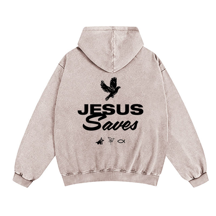 Christianartworkshop Veste à capuche zippée Colombe et Croix Jésus sauve : Un réconfort spirituel au quotidien - Abricot - 2XL - image 3