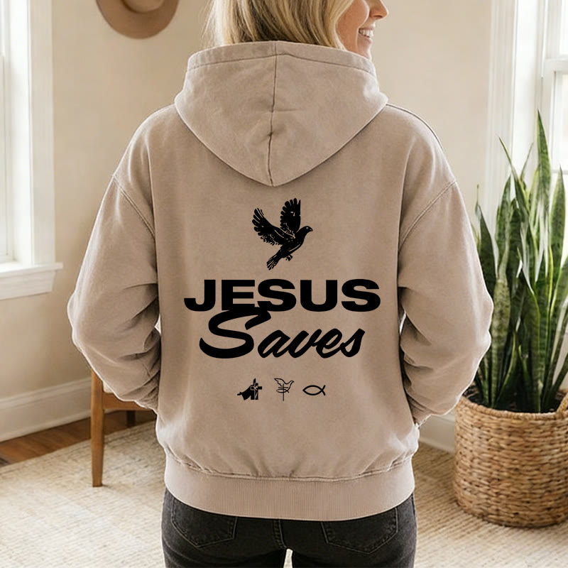Christianartworkshop Veste à capuche zippée Colombe et Croix Jésus sauve : Un réconfort spirituel au quotidien - image 5