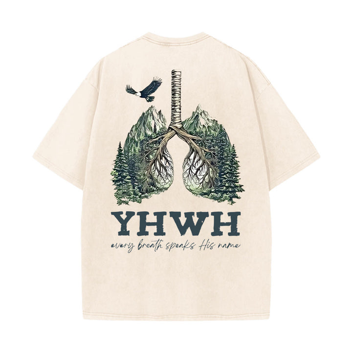 T-shirt unisexe délavé Christianartworkshop « Chaque souffle prononce son nom » - Abricot - 5XL - image 8