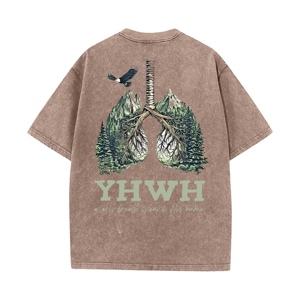 T-shirt unisexe délavé Christianartworkshop « Chaque souffle prononce son nom » - Café - 5XL - image 14