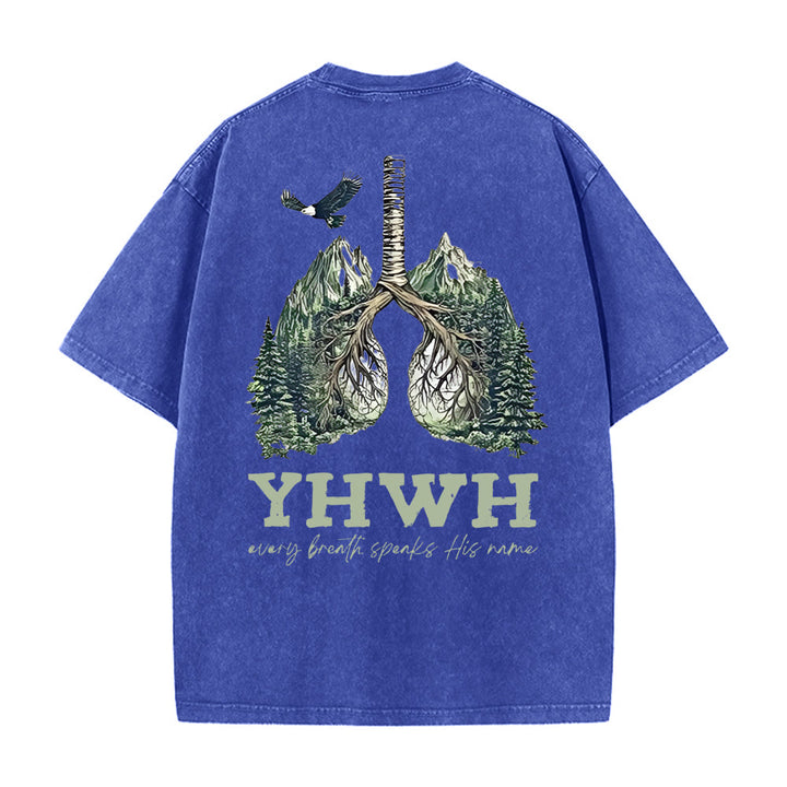 T-shirt unisexe délavé Christianartworkshop « Chaque souffle prononce son nom » - Bleu - 5XL - image 4