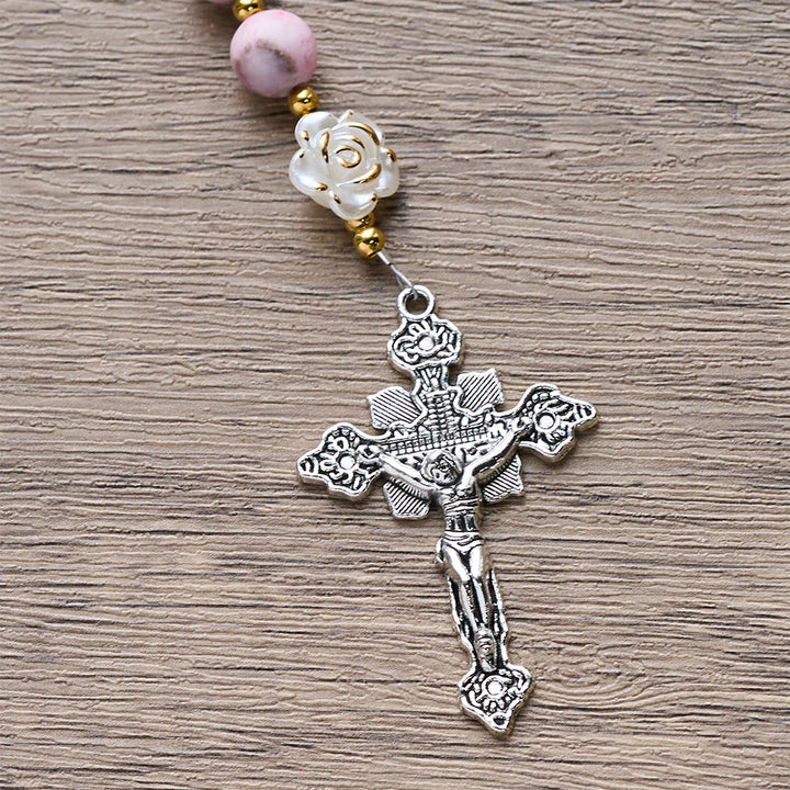 Christianartworkshop Chapelet du Nouvel An 2026 en jaspe zèbre rose : Foi personnalisée avec nom - image 10