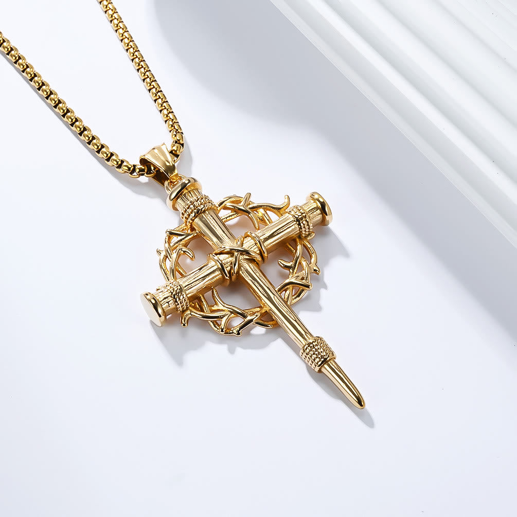 Christianartworkshop Croix à trois styles avec collier Trône : un rappel discret de sa rédemption - Doré - image 2