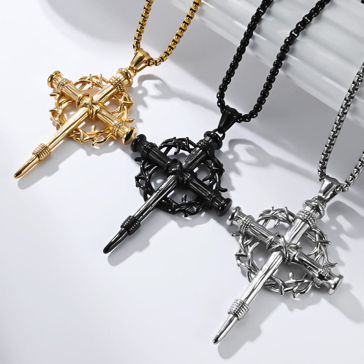 Christianartworkshop Croix à trois styles avec collier Trône : un rappel discret de sa rédemption - image 0