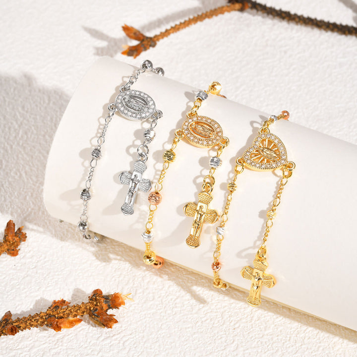 Bracelet pendentif Notre-Dame et Crucifix de Christianartworkshop : Sa grâce à votre poignet - image 0