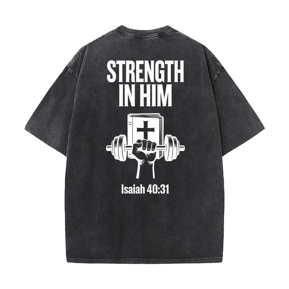 T-shirt unisexe délavé « Force en lui » (Ésaïe 40:31) - Christianartworkshop - image 2