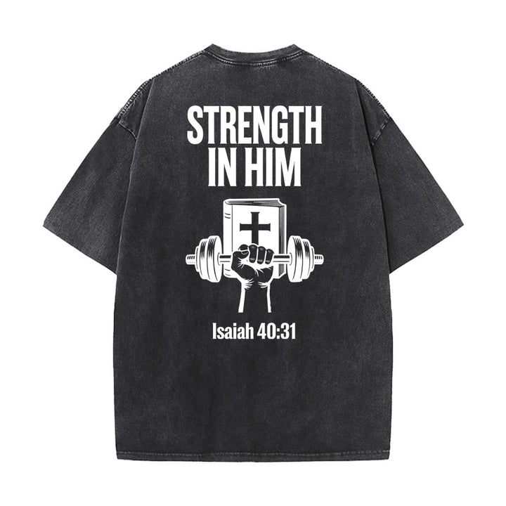 T-shirt unisexe délavé « Force en lui » (Ésaïe 40:31) - Christianartworkshop - image 2
