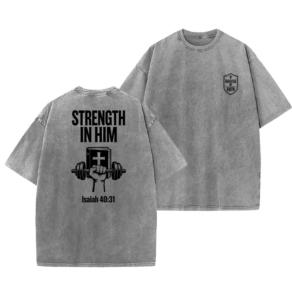 T-shirt unisexe délavé « Force en lui » (Ésaïe 40:31) - Christianartworkshop - Gris - 5XL - image 6