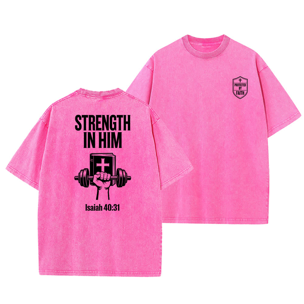 T-shirt unisexe délavé « Force en lui » (Ésaïe 40:31) - Christianartworkshop - Rose - 5XL - image 15