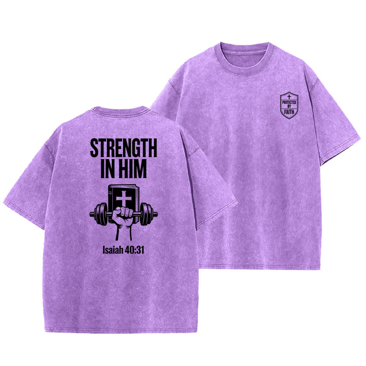 T-shirt unisexe délavé « Force en lui » (Ésaïe 40:31) - Christianartworkshop - Violet - 5XL - image 24