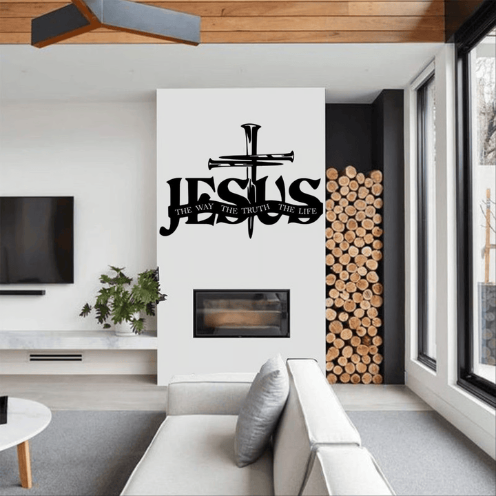 Christianartworkshop Décoration murale en métal représentant Jésus fidèle et une croix - image 4