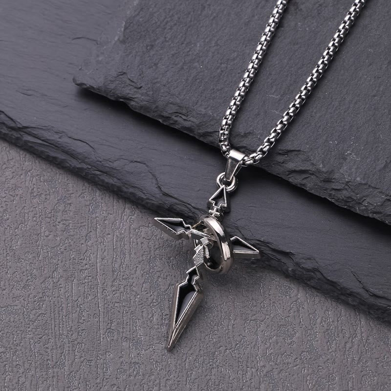 Christianartworkshop Collier en métal poli avec anneaux imbriqués et croix : un rappel de son amour éternel - Bague et croix - image 0