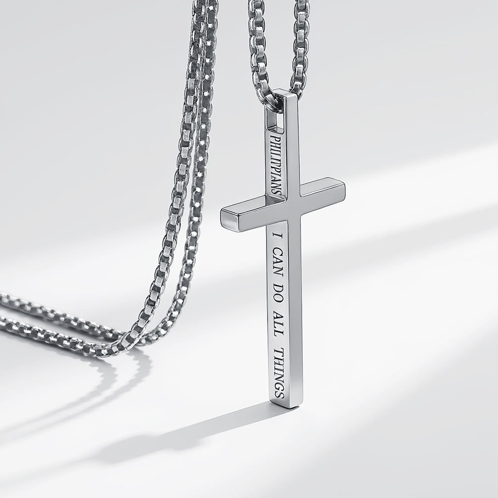 Christianartworkshop Collier croix avec inscription « Je peux tout faire » : un rappel élégant de sa tendre force - Argent - image 5