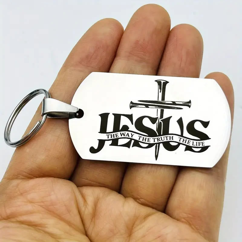Christianartworkshop JÉSUS : Le Chemin, la Vérité, la Vie. Porte-clés en forme de plaque militaire : Souvenir de sa paix paisible. - image 2